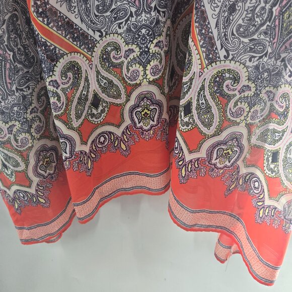 Studio One New York Bohemian Orange Gray Asymmetrical Hem Midi Dress Size 18W - Picture 8 of 9